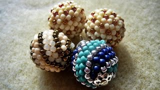 Kulki koralikowe beaded balls  wzór w kropki i paski ★ TUTORIAL BEADING ★ [upl. by Rairb192]