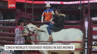 Local 5s Samantha Mesa saddles up for Cinch Worlds Toughest Rodeo tour in Des Moines [upl. by Terej]