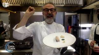 Massimo Bottura e la faraona alla Mirella Cantarelli  Porta a porta 01122021 [upl. by Llewej]