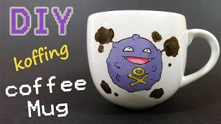 How To Paint On A Mug Permanently  Koffing Coffee Mug  CraftySandra Collab [upl. by Hamel]