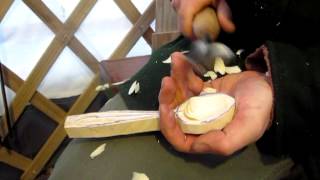 Spoon Carving with Large Handled Hook Knife [upl. by Quillon]