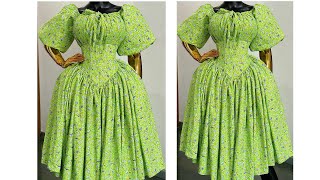 How to cut and sew milkmaid dress that covers the chest properly and still Classy sewingpatterns [upl. by Arahc]