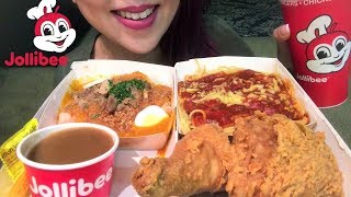 ASMR JOLLIBEE CHICKENJOY SPAGHETTI PALABOK FIESTA NOODLES  EATING SOUNDS No Talking [upl. by Zane]