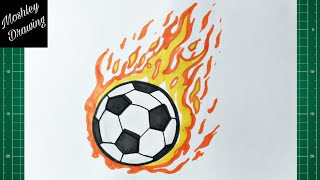 How to Draw a Soccer Ball with Fire Flames [upl. by Serle870]