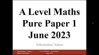 A Level Maths  2023  Pure  Paper 1  Q1 [upl. by Bertrand]