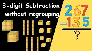 3 digit subtraction without borrowing  Subtraction without regrouping  Triple digits [upl. by Sissy]