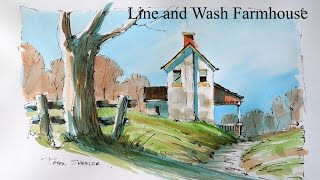 Loosen up your Line and Wash Watercolor Techniques Paint a Farmhouse with Peter Sheeler [upl. by Assel]