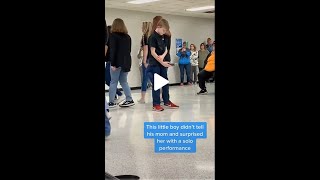 The look on his face at the end 😭 shorts  kid surprises mom with solo performance [upl. by Lister795]