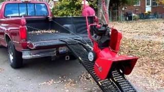 One Man EZ Load loads a Snow Blower onto a pickup truck [upl. by Eentrok]