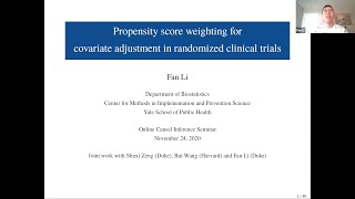 Fan Li Propensity score weighting for covariate adjustment in randomized clinical trials [upl. by Milly]