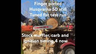 Finger ported Husqvarna 50 test runs tuned fat muffler mod carb amp timing advance next modified [upl. by Ytirehc241]