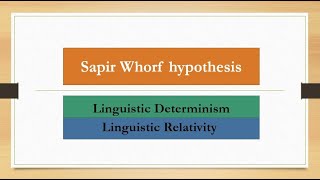 Sapir Whorf hypothesis Linguistic Determinism and Linguistic Relativity [upl. by Tanaka995]