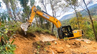 JCB Operator Shows Incredible Skill in Building Narrow Road on Mountainside  JCB  Excavator Planet [upl. by Oicor843]