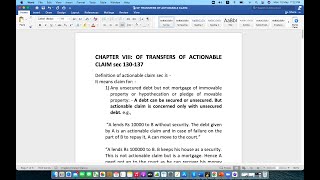 Definition of Actionable Claim sec 3 Of transfers of Actionable Claim sec 130137 [upl. by Frantz832]