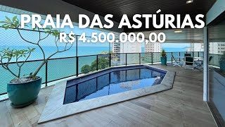 UM DOS MELHORES APARTAMENTOS FRENTE MAR DO GUARUJÁ  COM PISCINA NA VARANDA  PRAIA DAS ASTÚRIAS [upl. by Essex63]