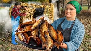 Smoking Fish the Ancient Way Using a Handmade Reed Smoker [upl. by Rodgers718]