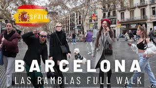 Busy Ramblas of Barcelona 🇪🇸  4K Walking Tour of Spain January 2024 [upl. by Sergo]