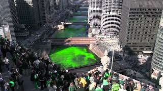 St Patricks Day tradition Chicago River is dyed green [upl. by Terag145]