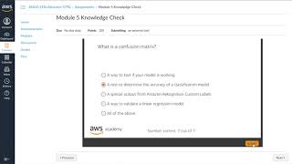 AWS Academy Machine Learning  Module 5 Knowledge Check  2022 Version [upl. by Anitsirt16]