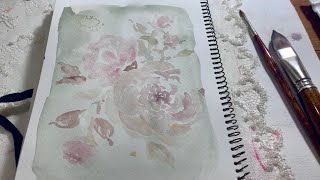 Using Davy’s Grey for a Watercolor Imprimatura  Painting Florals on a Tinted Background [upl. by Nerraj]