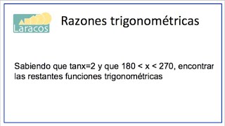 Determinacion de razones trigonometricas de un angulo a partir de tangente [upl. by Chesna71]