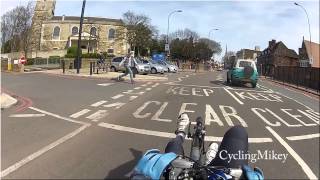 Yob threatens to kick cyclist off and chats to police instead D [upl. by Enelrats]