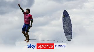 Is this the best picture of the 2024 Olympics  Breathtaking image of surfer Medina goes viral [upl. by Arlette]