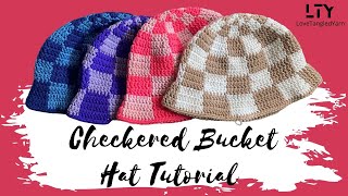 How To Crochet A Checkered Bucket Hat [upl. by Annabal635]