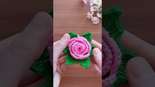 Super easy 3D rose flower crochet 💯👌 [upl. by Atirehgram]