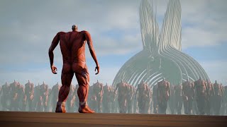 Colossal Titan vs 1000000 Colossal Titans  The Rumbling [upl. by Leirda]