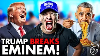 Trump BREAKS Eminem  Rapper Literally Shaking and InTEARS OnStage Endorsing Kamala 😂 [upl. by Marsland864]