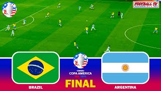 BRAZIL vs ARGENTINA FINAL  COPA AMERICA  Full Match amp All Goals 2024  PES Gameplay PC [upl. by Redan]