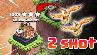 Clan Capital Attack Strategy Golem Quarry  Two Shot Golem Quarry Super Dragon Clash of Clans [upl. by Rebbecca528]