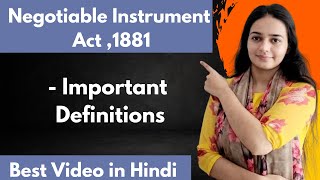 Important Definitions Negotiable Instrument Act1881 Part01UGC NET ampJRF December 2024 [upl. by Bryana]