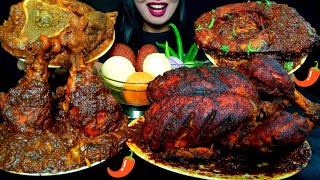 ASMREATING SPICY FULL CHICKEN MASALA TANDOORILEG CHAAP CURRYBIG FISHGOSHT BHUNAMISTYhungrygirl [upl. by Lovich]