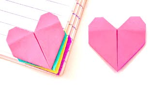 Easy Sticky Note Origami  Heart Bookmark  Post it Origami  Paper Origami Heart Bookmark [upl. by Devan766]