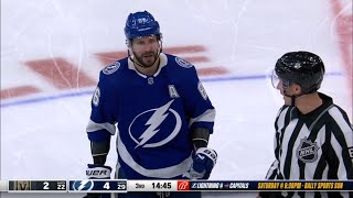 Kucherov yells at ref after no calls and gets unsportsmanlike conduct [upl. by Ilyssa]