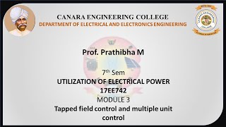 VTU UEP 17EE742 M3 L9 Tapped field control Multiple unit control [upl. by Nerahs463]