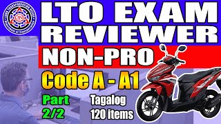 LTO EXAM REVIEWER FOR NON PROFESSIONAL DRIVERS LICENSE RESTRICTION CODE A  A1 TAGALOG PART 2 [upl. by Marcela926]