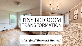 TINY GUESTROOM TRANSFORMATION  Limewash wpaint HOWTO [upl. by Sklar]