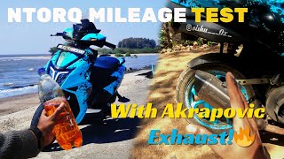 NTORQ Mileage Test With Akrapovic Exhaust🔥 Full Rev Mileage Test [upl. by Dani]