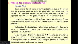 Part 1 théorie des orbitales moléculaires Chimie descriptive et de coordination SMC S6 [upl. by Ita]