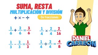 SUMA RESTA MULTIPLICACIÓN Y DIVISION DE FRACCIONES Super facil  Para principiantes [upl. by Aneem]