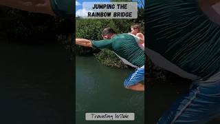 Jumping the RAINBOW BRIDGE in Haleiwa Hawaii hawaiivacation hawaiitravel [upl. by Arbmahs]