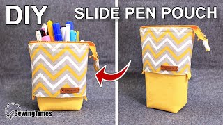 DIY SLIDE PEN POUCH 필통만들기  Stand pencil case sewing tutorial  funampeasy zipper pouch sewingtimes [upl. by Assirhc]