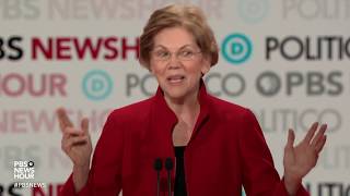 WATCH Warren says shed be the youngest woman ever inaugurated  Sixth Democratic debate [upl. by Grodin131]