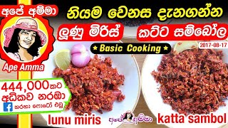 ලුණු මිරිස් සහ කට්ට සම්බෝල Katta Sambal amp Lunu Miris by Apé Amma [upl. by Lemmueu]