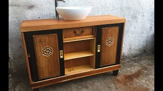 MUEBLE para BAÑO LAVAMANOS  CON PUERTAS CORREDIZAS DISEÑO ORIENTAL [upl. by Fougere]