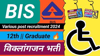 BIS Handicapped Recruitment 2024  Handicapped Government Job Recruitment 2024 pwdjobs [upl. by Aicenek]