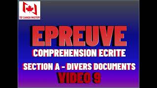 TEF Canada  Compréhension Ecrite Section A  Documents Divers  Entrée Express  Video9 [upl. by Douglass60]